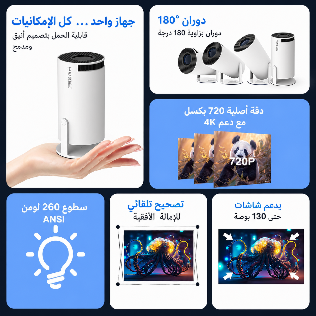 جهاز عرض محمول – شاشة كبيرة وتجربة سينما مذهلة 🍿🔥