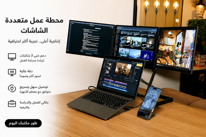 شاشة ثلاثية محمولة للابتوب 15.6 بوصة – توافق واسع مع أجهزة اللابتوب